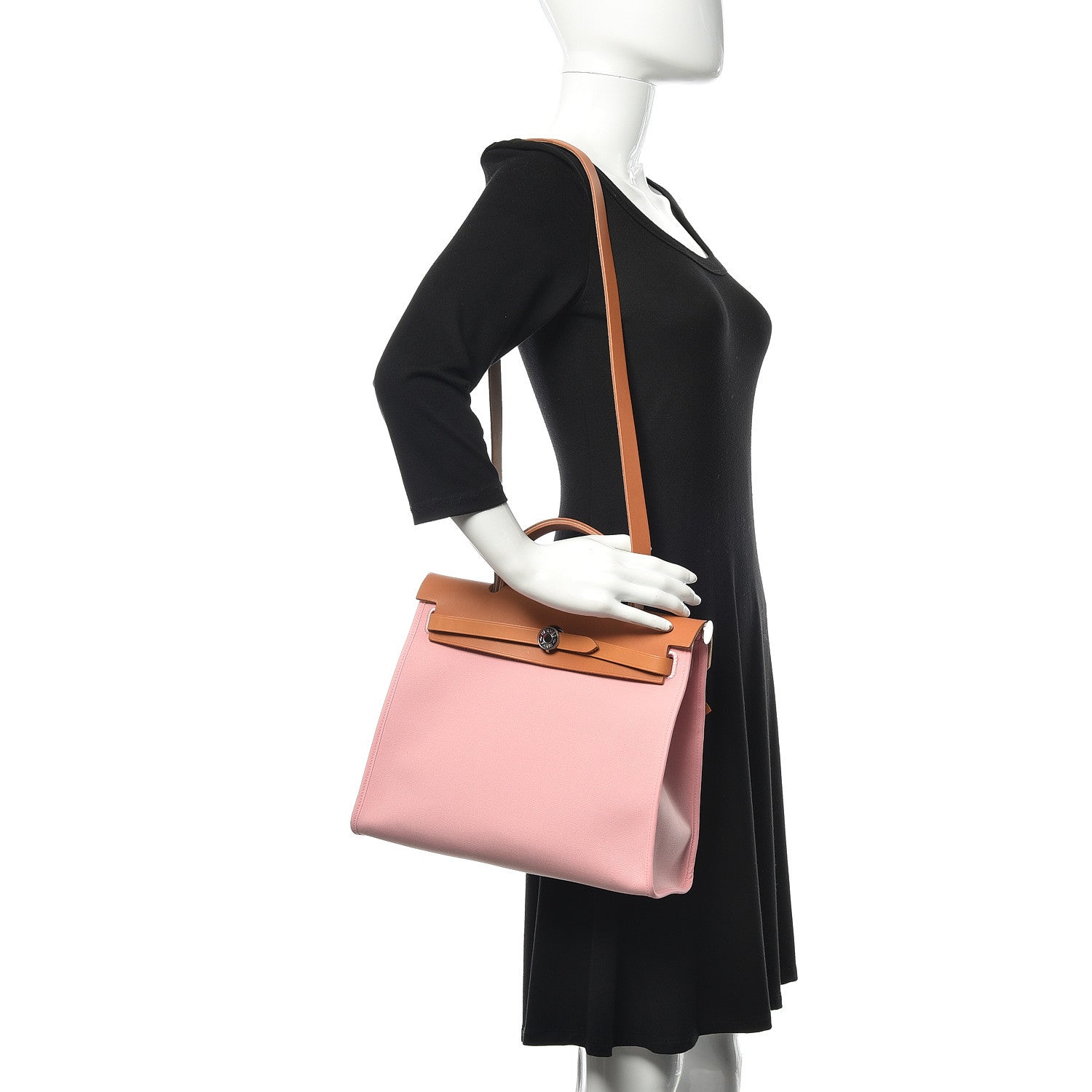 Hermes Vache Hunter Toile Herbag Zip 31 PM Rose Sakura 2 of 8