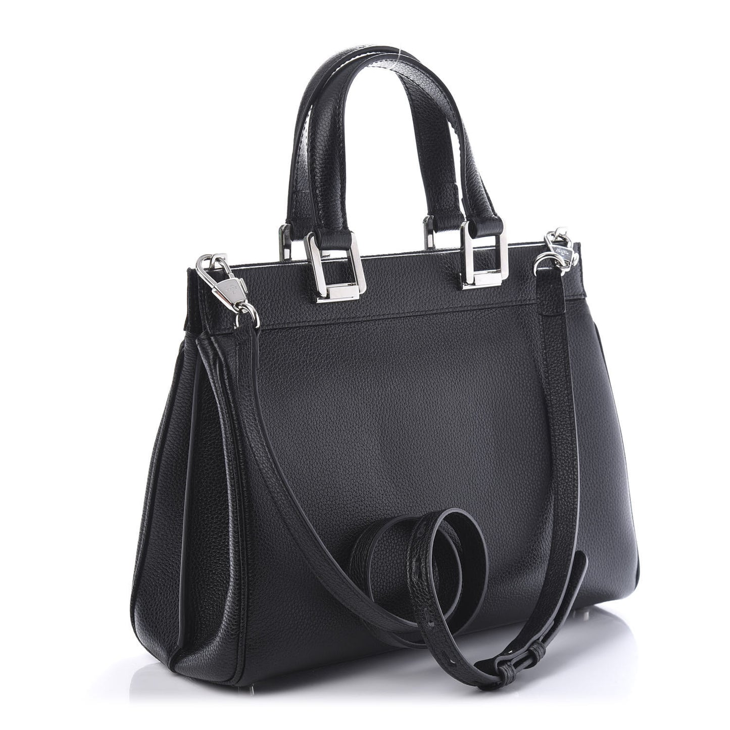 Grainy Calfskin Small Zumi Top Handle Bag Black
