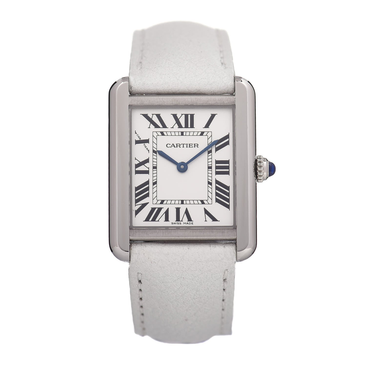 Cartier Stainless Steel Calfskin 24mm Tank Solo Quartz Watch White 1 of 4