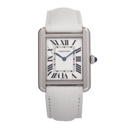 Cartier Stainless Steel Calfskin 24mm Tank Solo Quartz Watch White 1 of 4