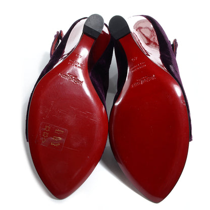 Saint Laurent Velvet Wedge Sandals 40 Purple Red 4 of 6