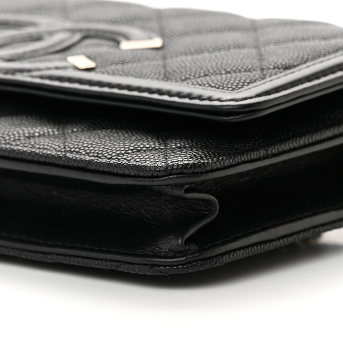 Caviar Quilted CC Filigree Wallet On Chain WOC Black