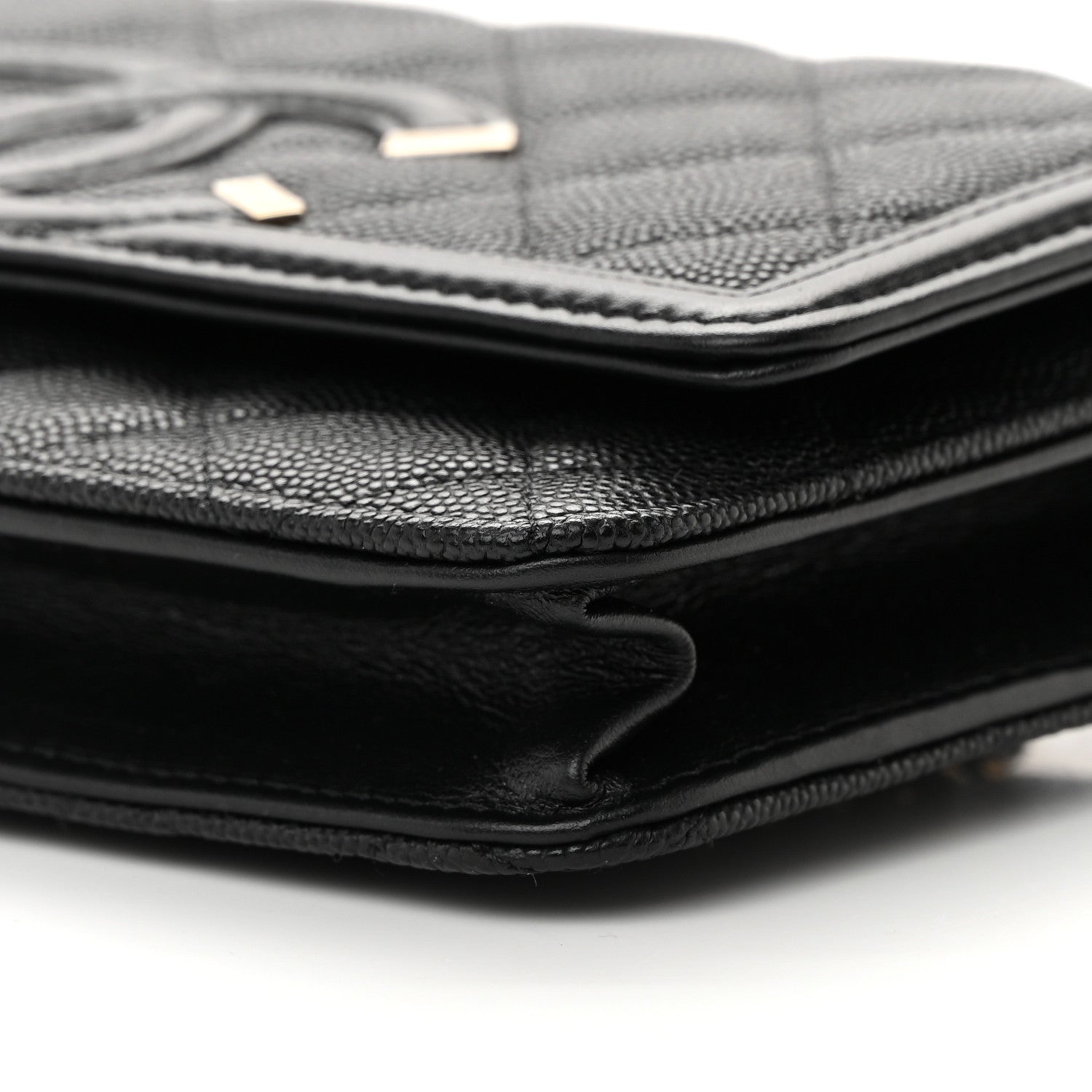 Chanel Caviar Quilted CC Filigree Wallet On Chain WOC Black 11 of 13