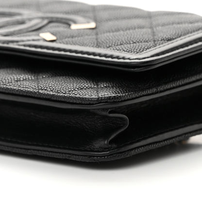Chanel Caviar Quilted CC Filigree Wallet On Chain WOC Black 11 of 13