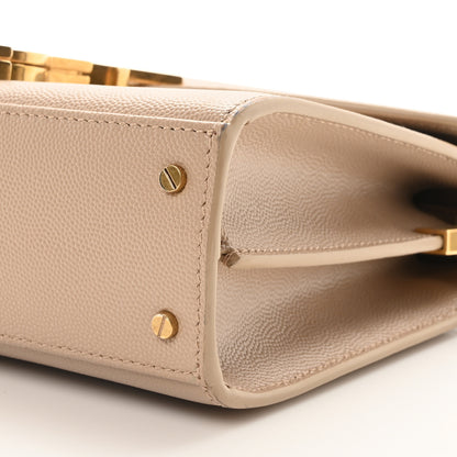 Saint Laurent Grain de Poudre Mini Classic Monogram Cassandra Top Handle Beige 9 of 9