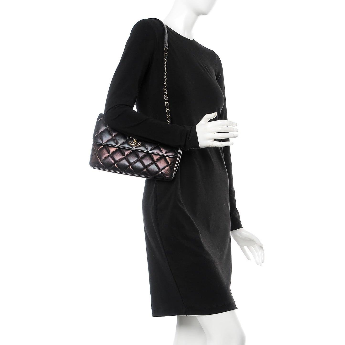 Lambskin Quilted Medium Trendy CC Flap Black