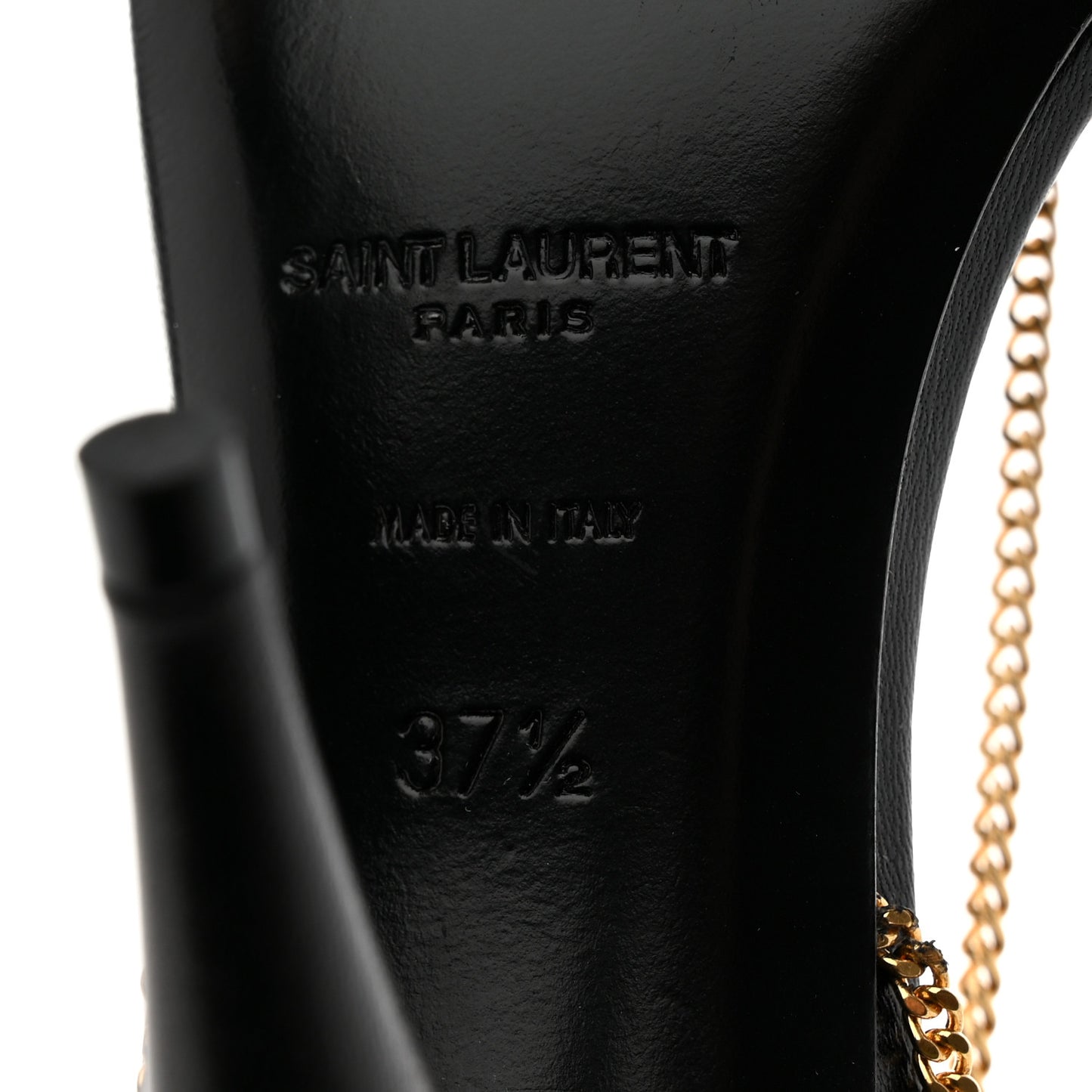 Calfskin Chain Cristal Sandals 37.5 Black