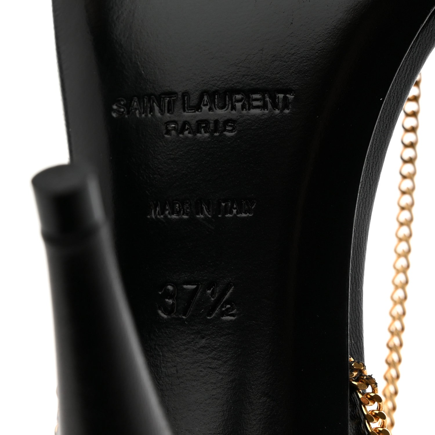 Saint Laurent Calfskin Chain Cristal Sandals 37.5 Black 6 of 7