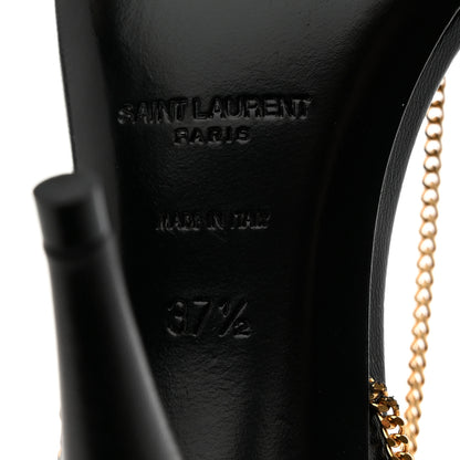 Saint Laurent Calfskin Chain Cristal Sandals 37.5 Black 6 of 7