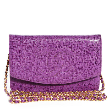 Chanel Caviar Timeless Wallet on Chain WOC Purple 1 of 8