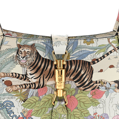 Gucci New Shangai Calfskin Tiger Savanah Small Jackie 1961 Hobo Chalky White Multicolor 8 of 10