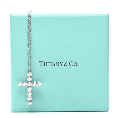 Tiffany Platinum Diamond Large Cross Pendant Necklace 7 of 7