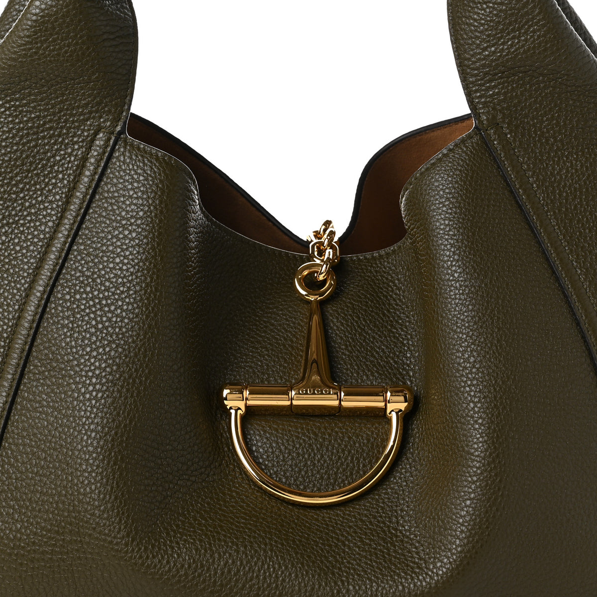 Gucci Grained Calfskin Softbit Maxi Shoulder Bag Forest Green 8 of 10