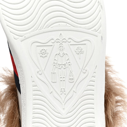 Gucci Calfskin Wool Web Bee Embroidered Womens Ace Sneakers 39.5 White 7 of 8