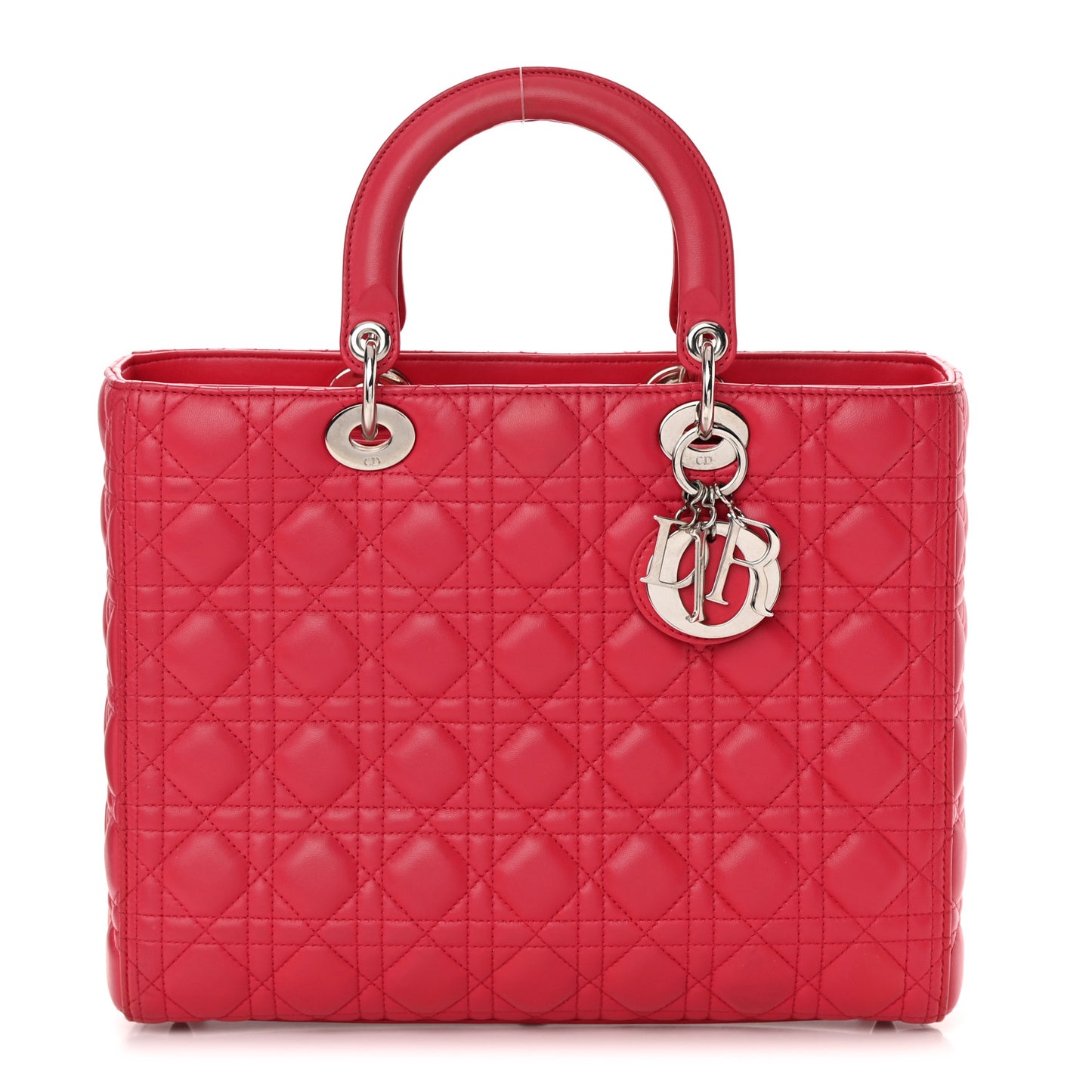 Lambskin Cannage Large Lady Dior Fuchsia