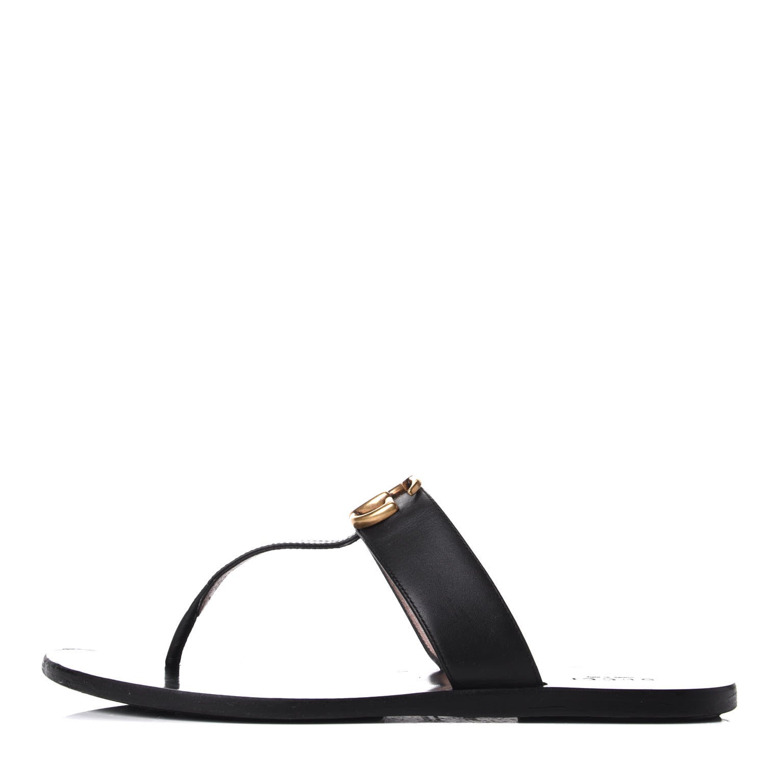 Gucci Calfskin GG Marmont Thong Sandals 38.5 Black 1 of 9