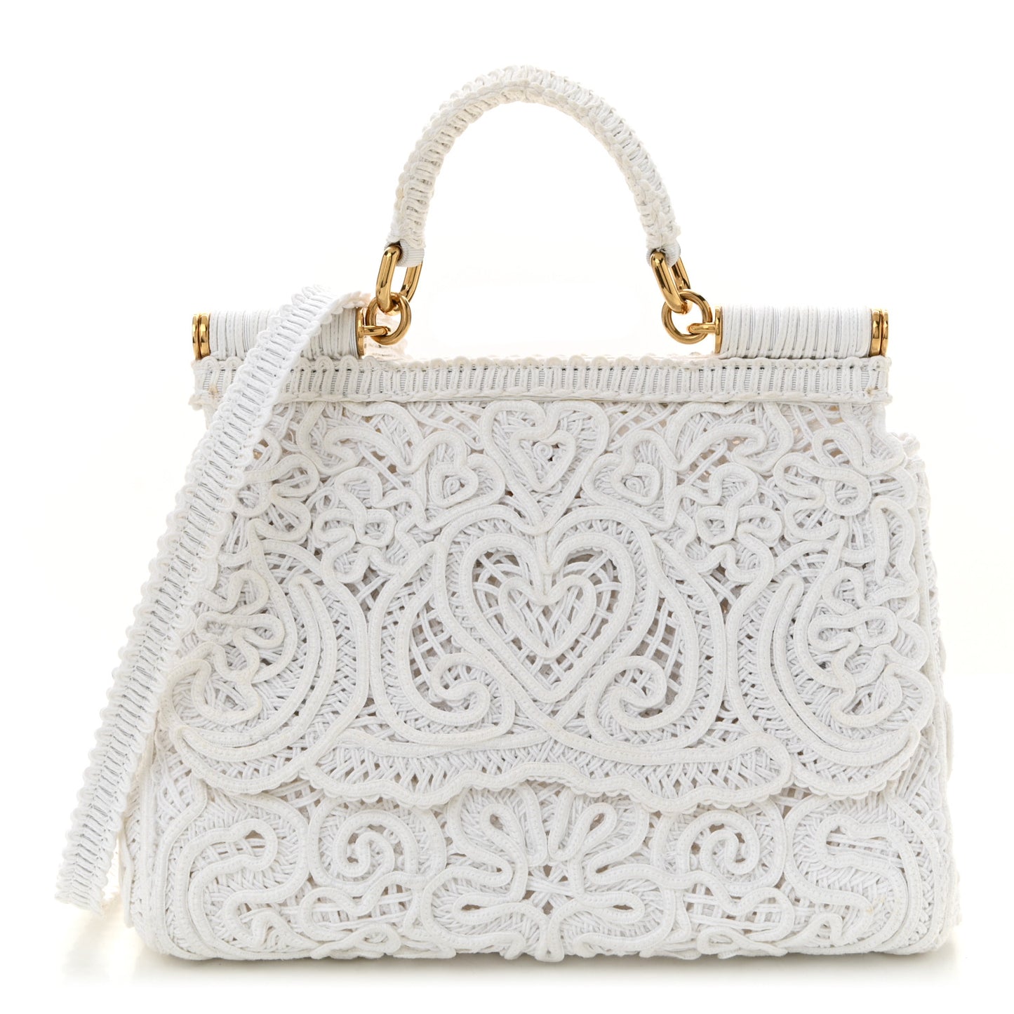Cordonetto Lace Medium Miss Sicily Satchel White