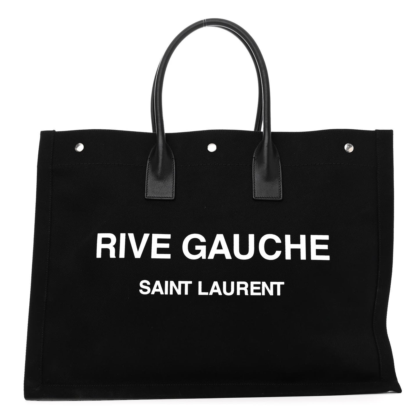 Linen Calfskin Rive Gauche Tote Black