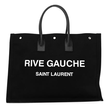 Saint Laurent Linen Calfskin Rive Gauche Tote Black 1 of 9