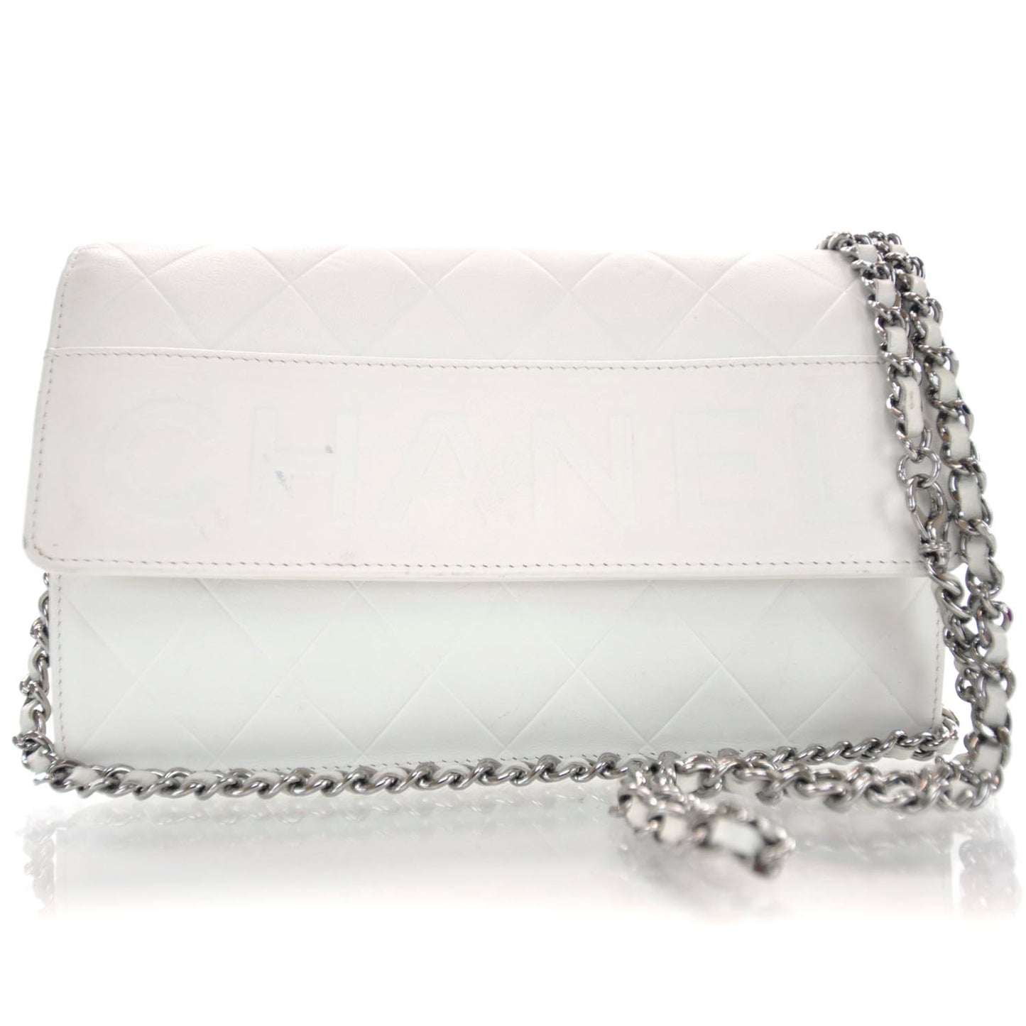 Lambskin Wallet On Chain White