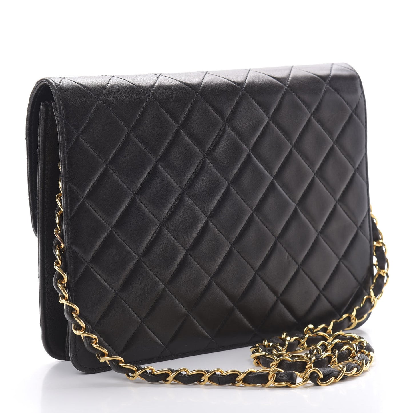 Lambskin Quilted Small Single Flap Black