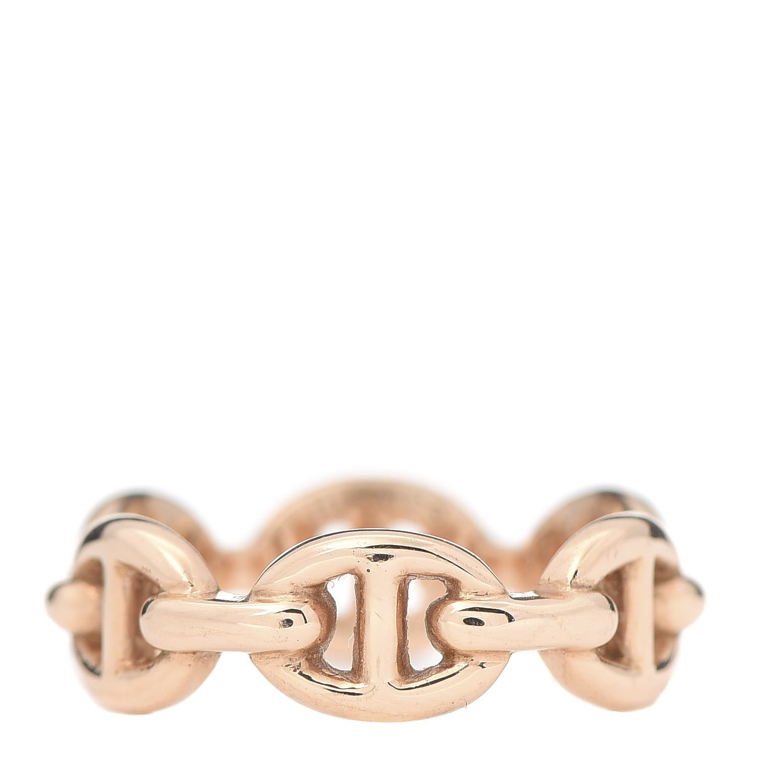 Hermes 18K Rose Gold PM Chaine D'Ancre Enchainee Ring 48 4.5 1 of 5