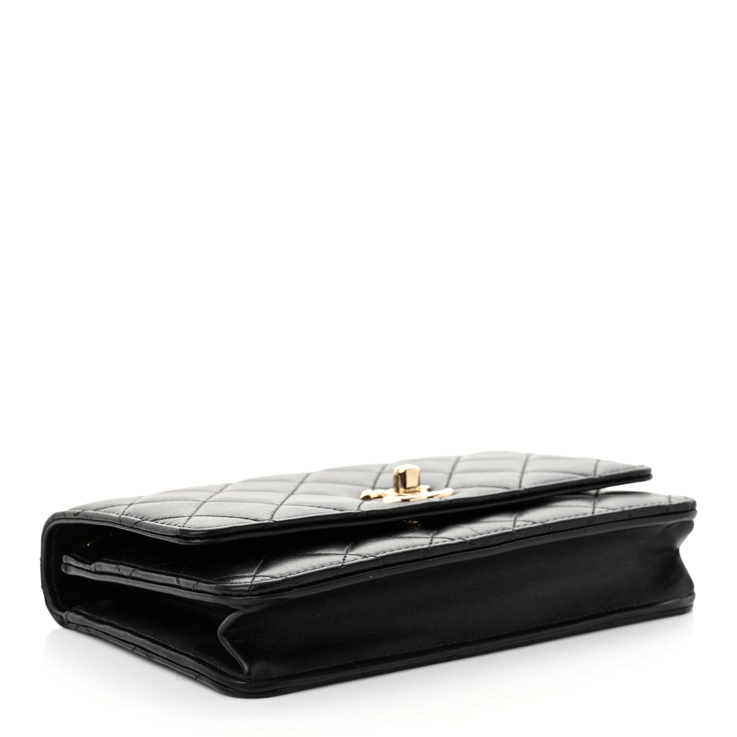 Lambskin Quilted Trendy CC Wallet On Chain WOC Black