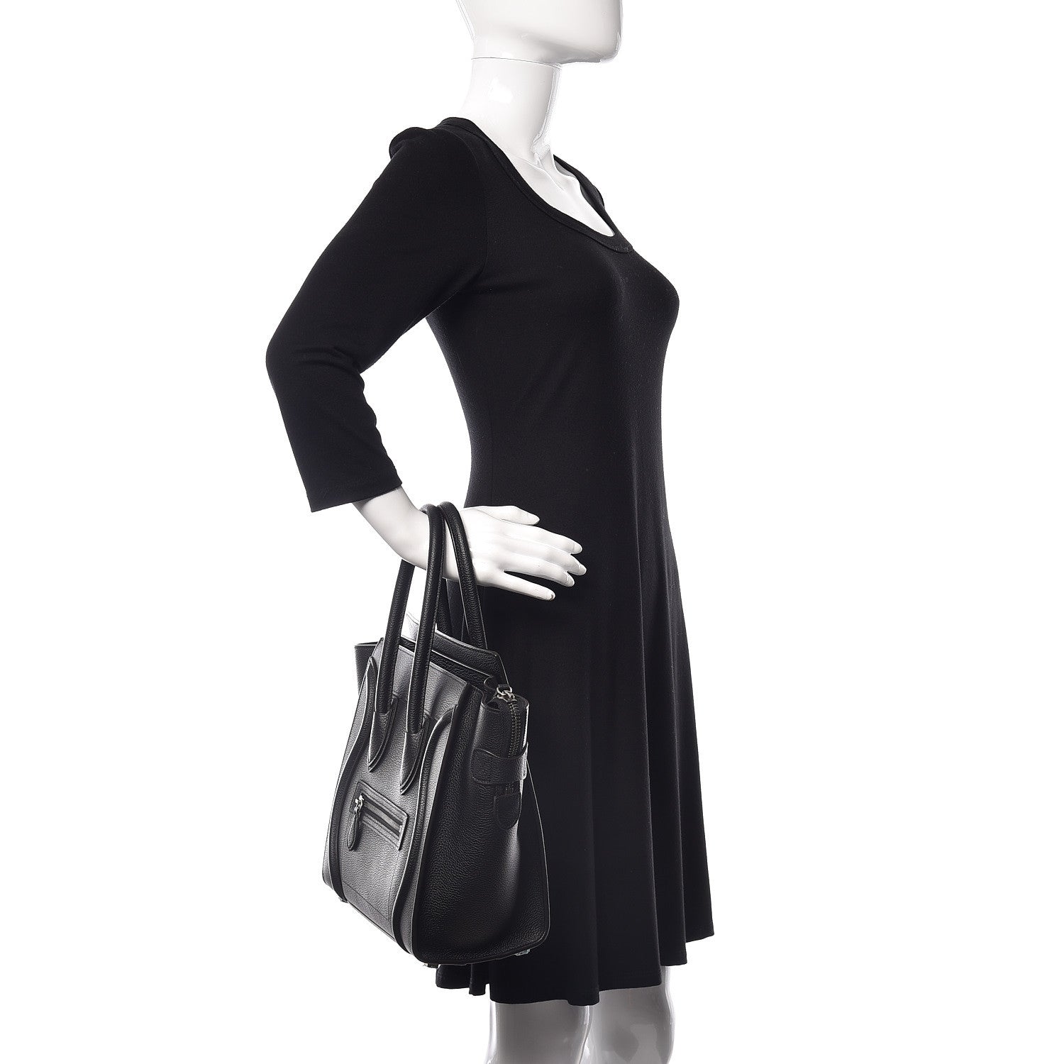 Celine Drummed Calfskin Micro Luggage Black 2 of 8