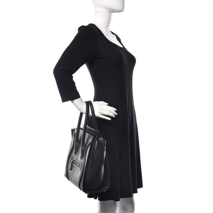 Celine Drummed Calfskin Micro Luggage Black 2 of 8