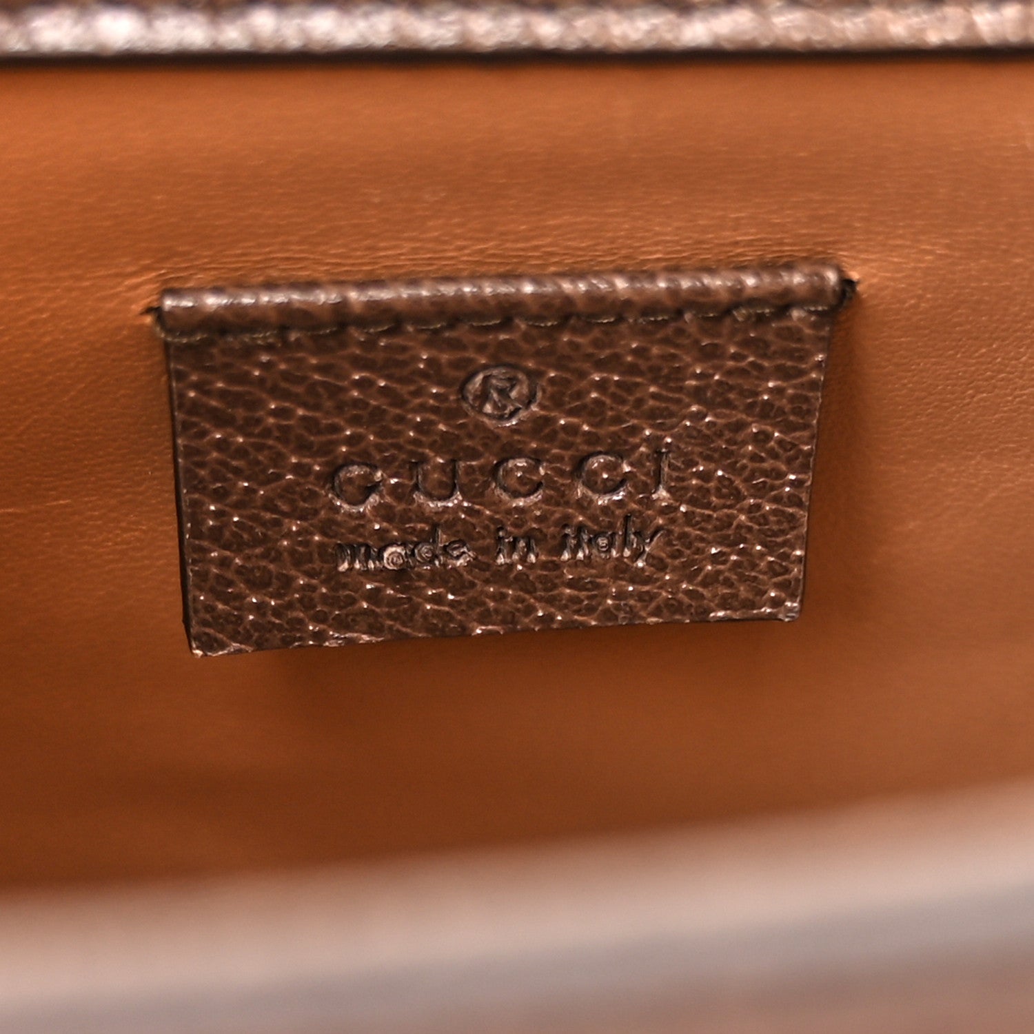 Gucci Monogram Jumbo GG Textured Dollar Calfskin Mini Diana Tote Bag Camel Ebony New Acero 6 of 10