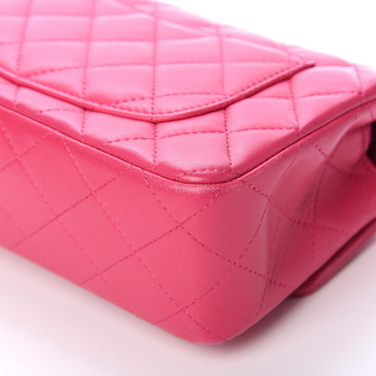 Chanel Lambskin Quilted Mini Rectangular Flap Dark Pink 10 of 17