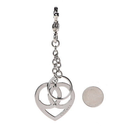 Chanel CC Heart Bag Charm White Silver 2 of 5