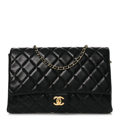 Chanel Lambskin Quilted Clutch with Chain Flap Black 1 of 10