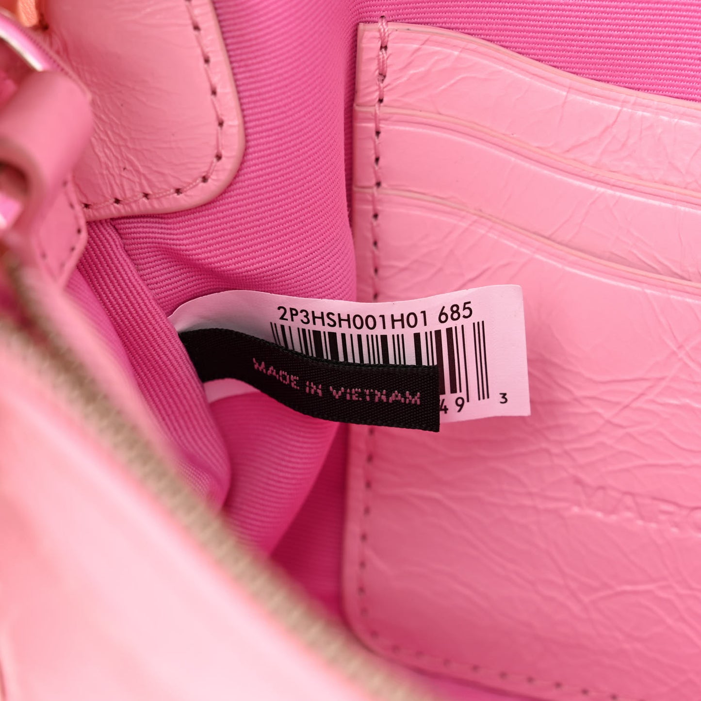 Shiny Crinkled Calfskin Mini J Pillow Bag Pink