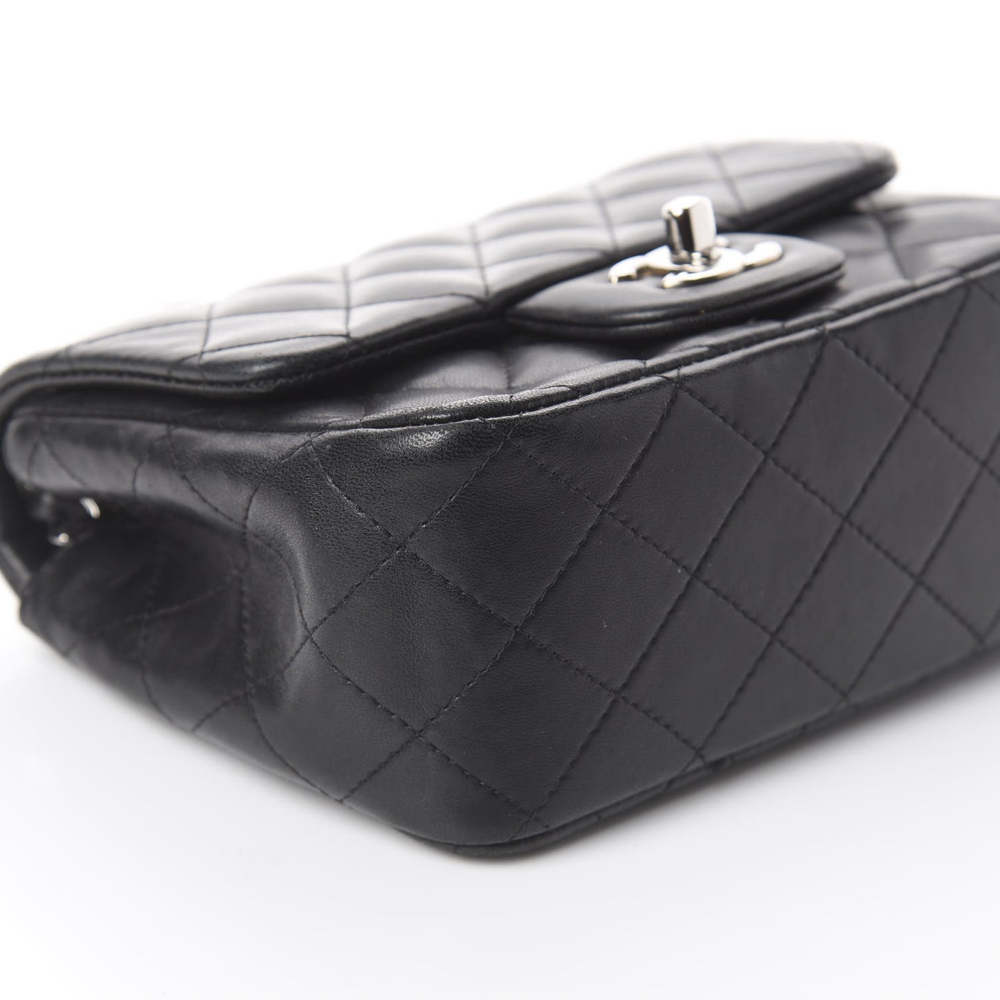 Lambskin Quilted Mini Square Flap Black