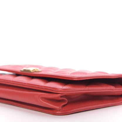 Chanel Lambskin Quilted Boy Wallet On Chain WOC Red 7 of 11