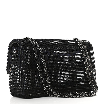 Chanel Velvet Sequin Mesh Lambskin Medium Double Flap Black 2 of 8