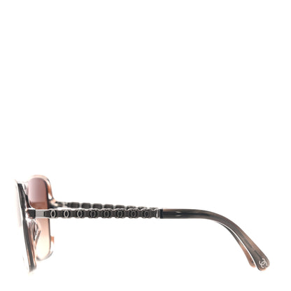 Chanel Metal Calfskin Polarized CC Chain Pilot Sunglasses 5439-Q-A Brown 3 of 8