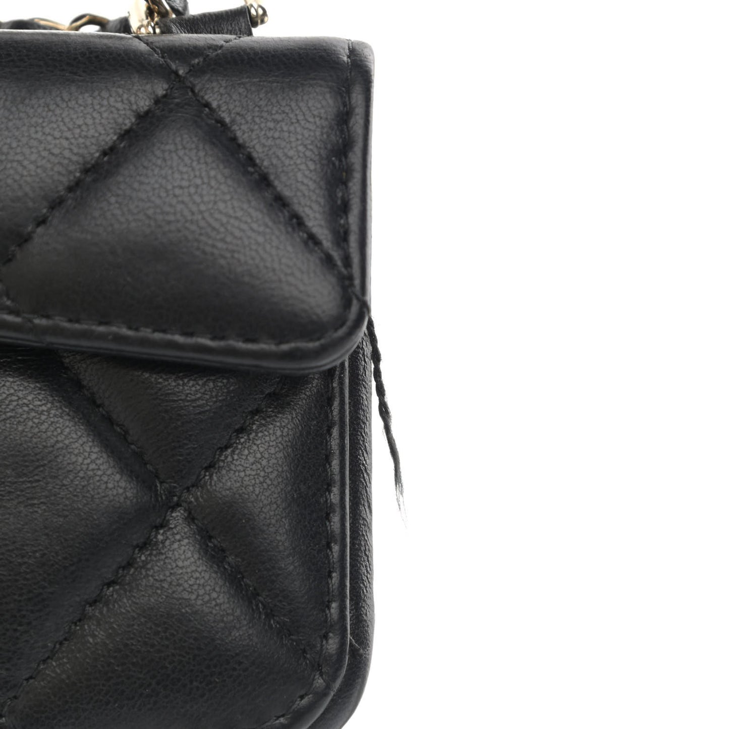 Lambskin Quilted iPhone XII Pro Case With Chain Black