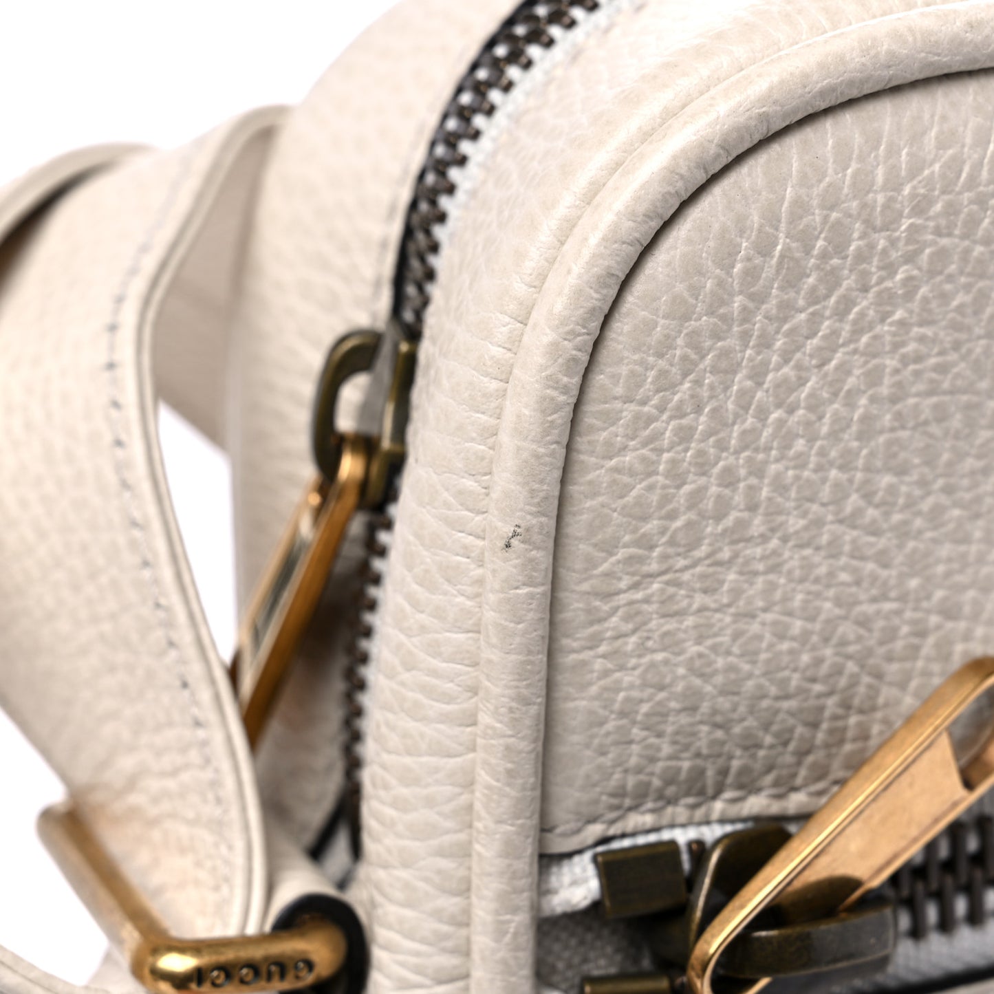 Grained Calfskin Logo Messenger Bag White