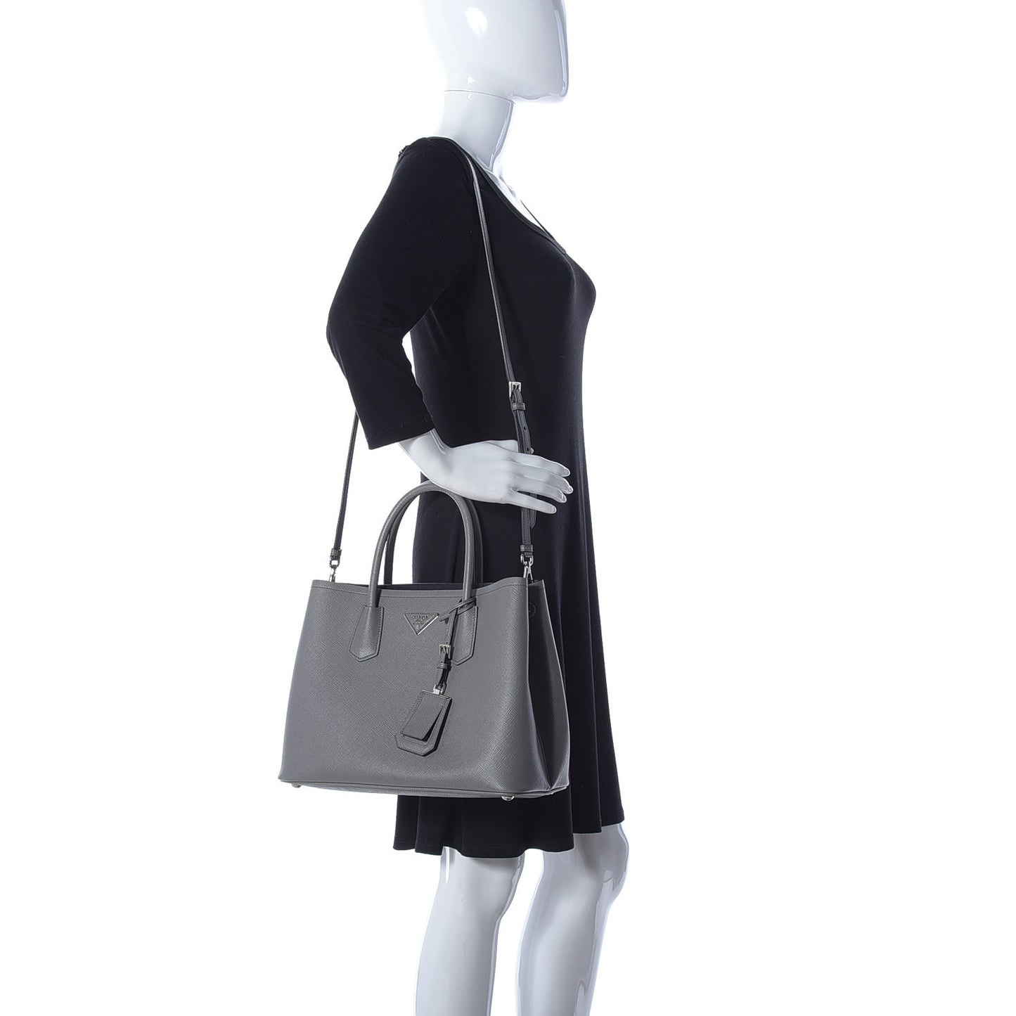 Saffiano Cuir Small Double Bag Marmo