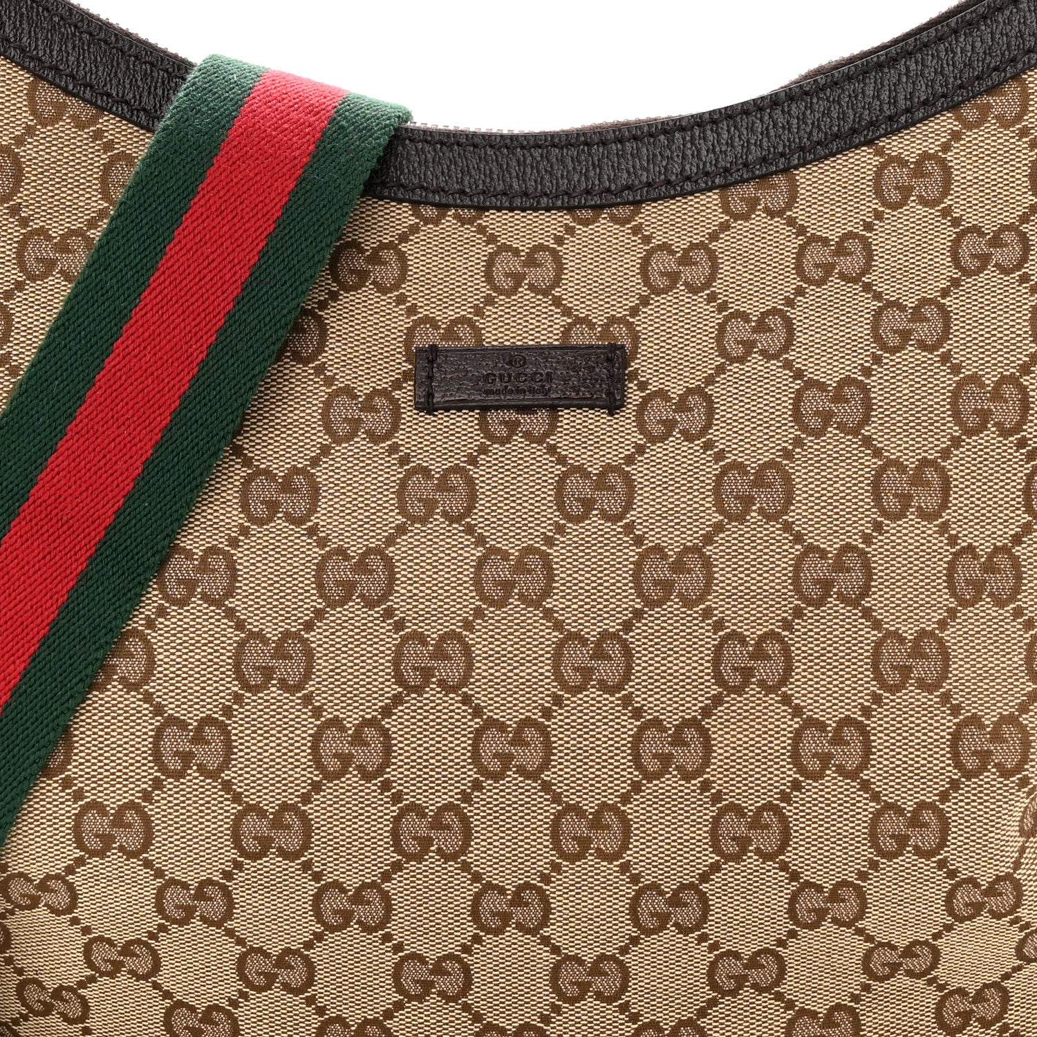 Gucci Monogram Web Medium Half Moon Hobo Dark Brown 8 of 10