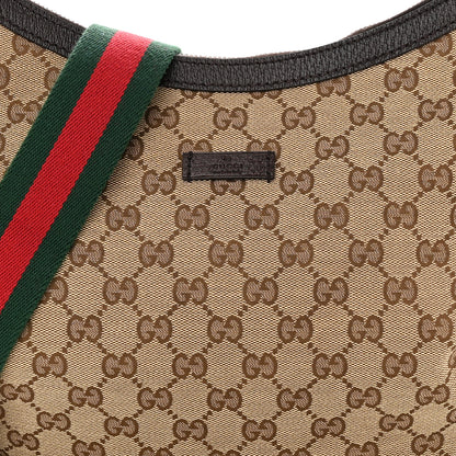 Gucci Monogram Web Medium Half Moon Hobo Dark Brown 8 of 10