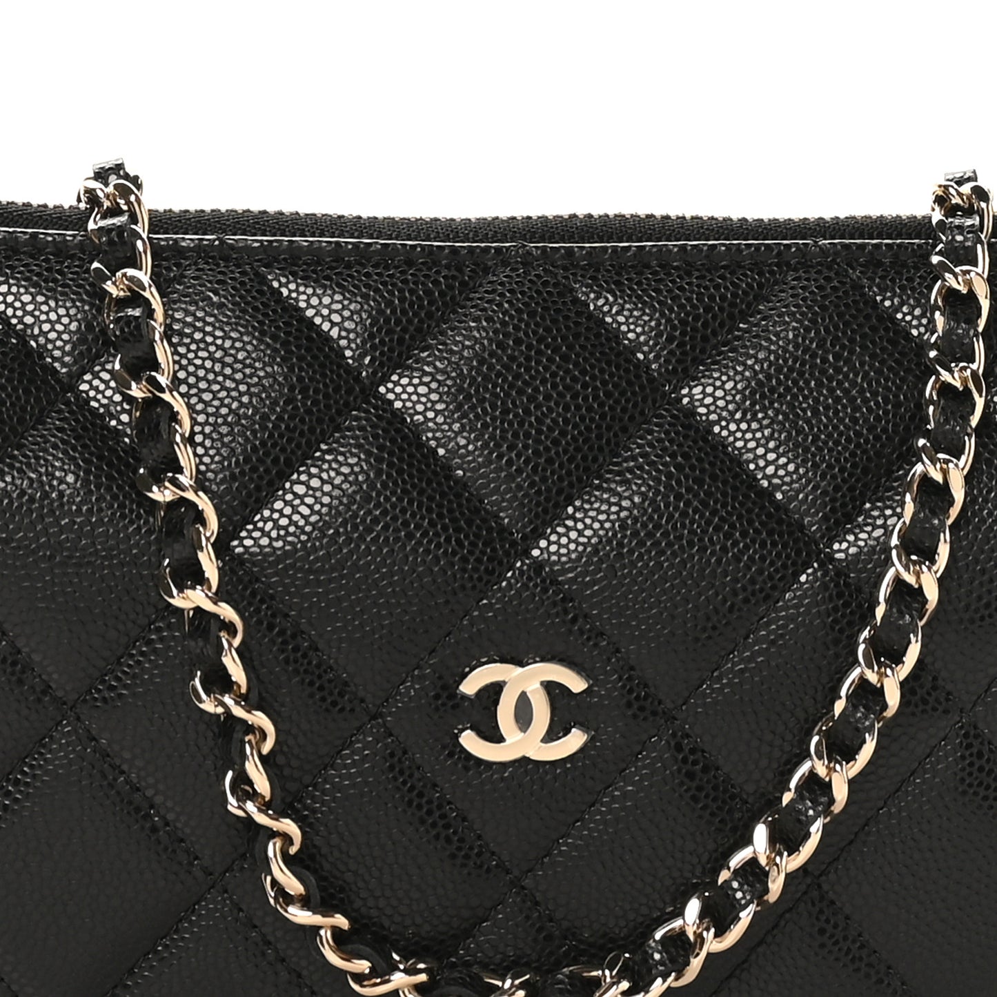 Caviar Quilted Clutch With Chain Black
