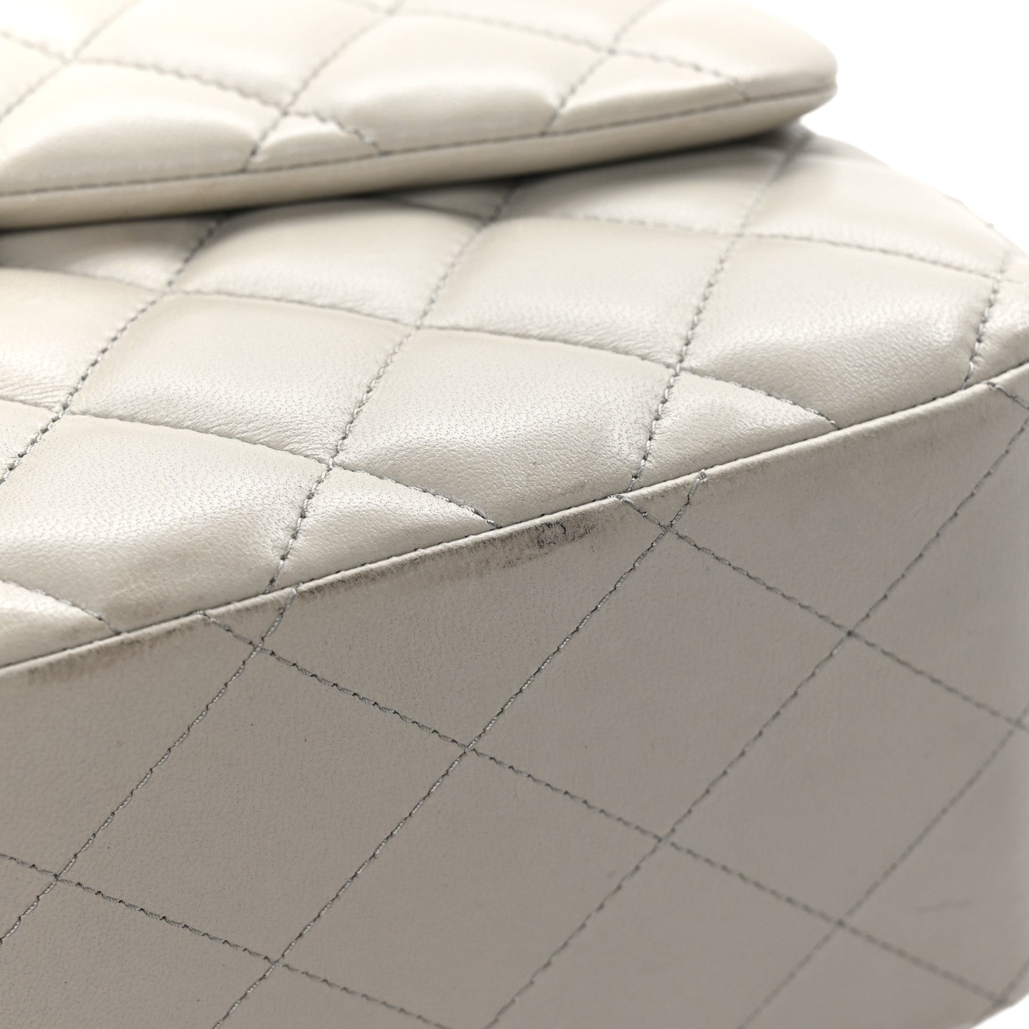 Chanel Lambskin Quilted Jumbo Double Flap Grey 11 of 12