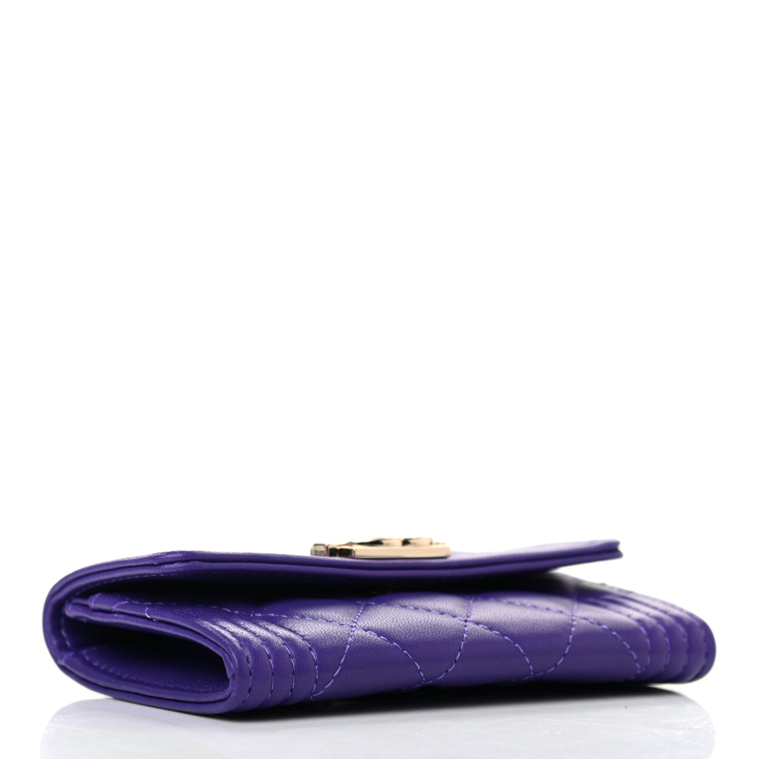 Chanel Lambskin Quilted Boy Flap Card Holder Purple 4 of 8