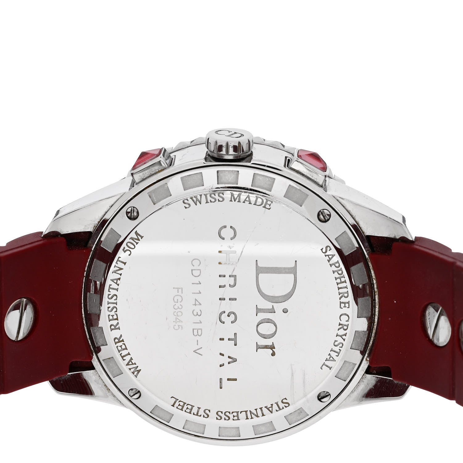 Christian Dior Stainless Steel Diamond Pave Sapphire 38mm Christal Chronograph Quartz Watch Red 4 of 4