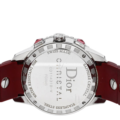 Christian Dior Stainless Steel Diamond Pave Sapphire 38mm Christal Chronograph Quartz Watch Red 4 of 4