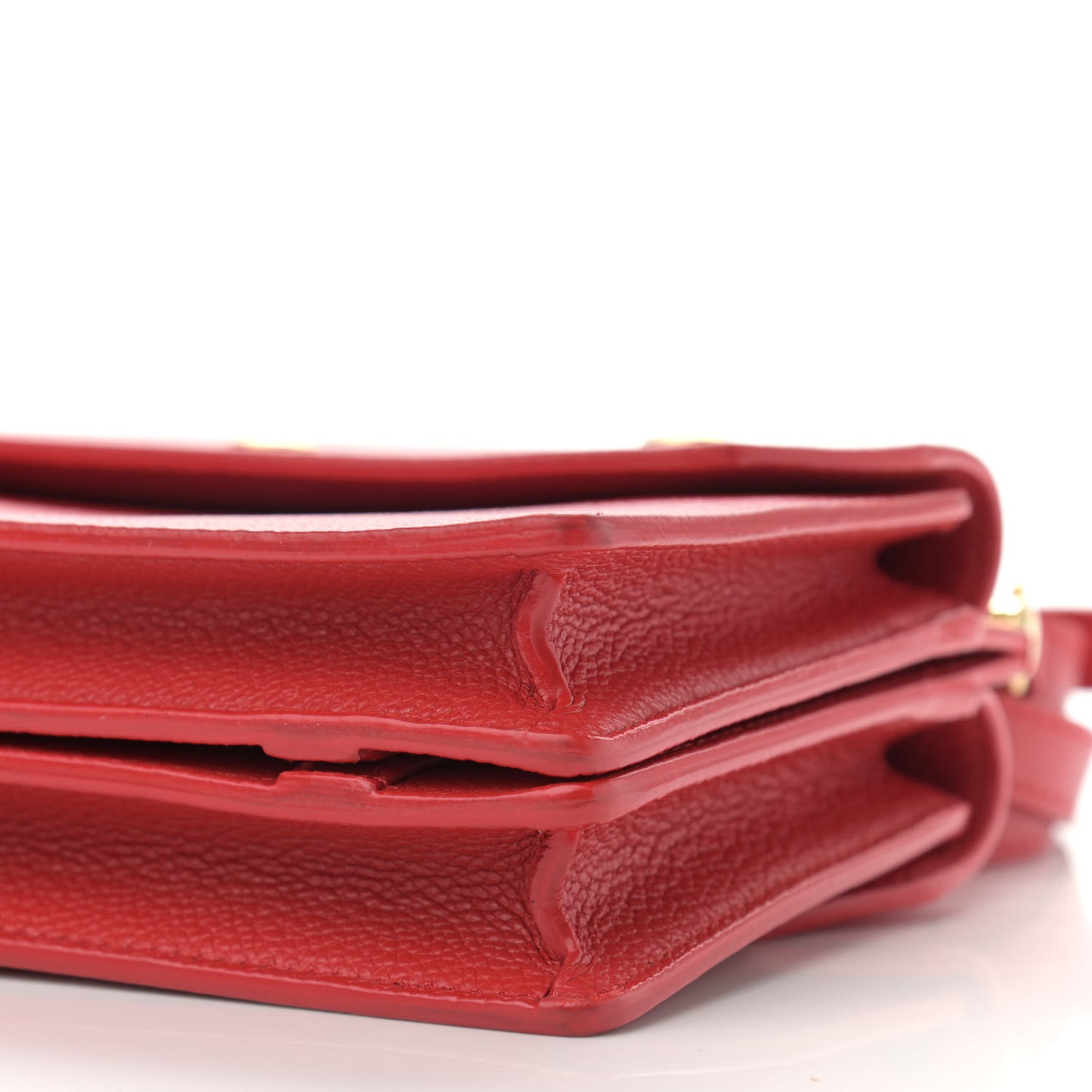 Grainy Calfskin Mini Title Bag with Pocket Detail Red