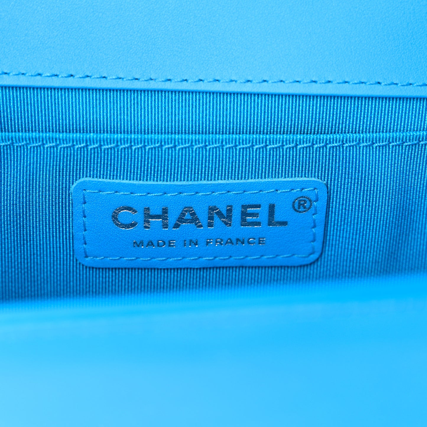 Patent Calfskin Quilted Medium Boy Flap Blue